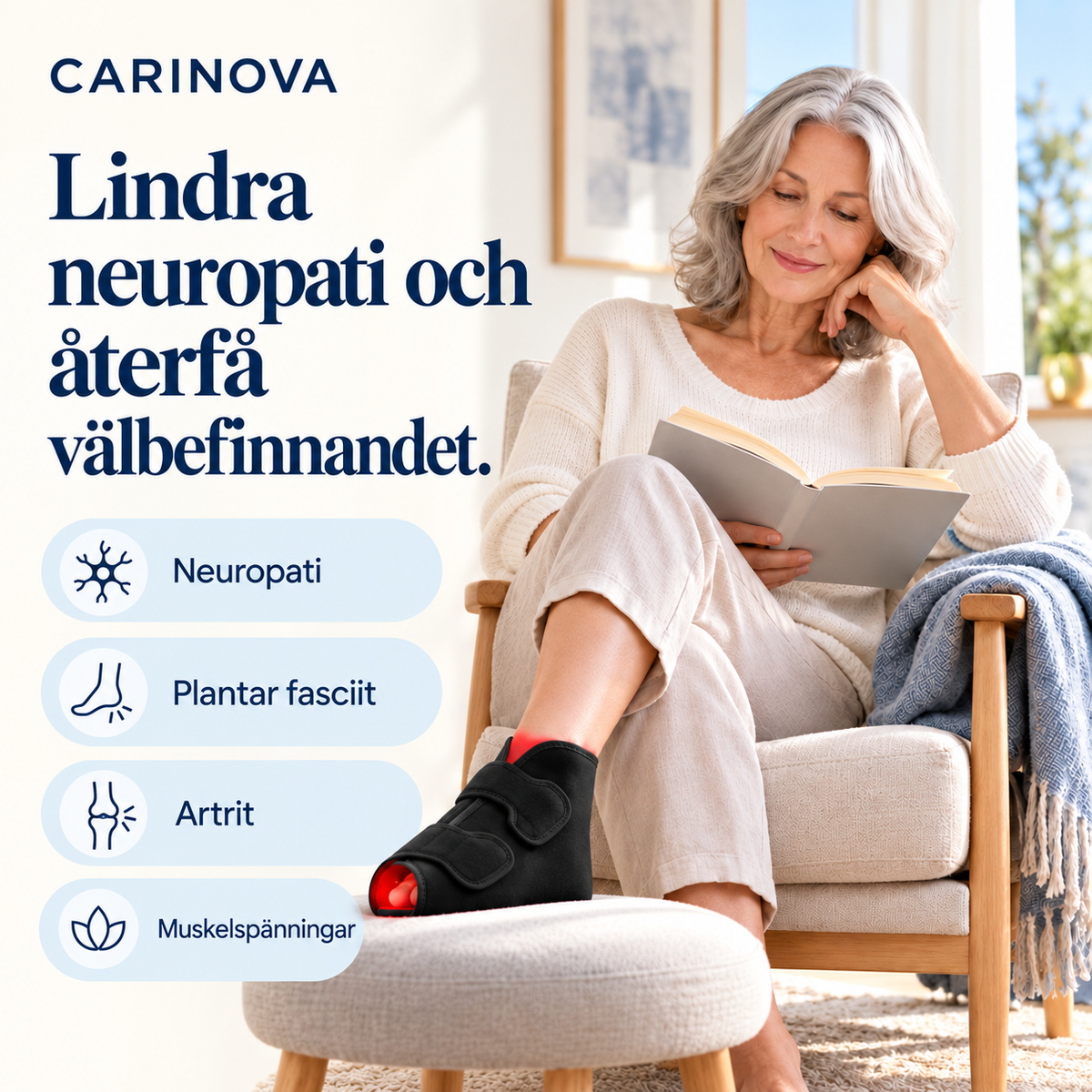 Carinova™ Rödljusterapi för fötterna