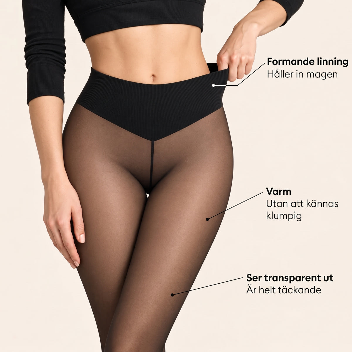 Termotights – Fodrade, ser ut som hud